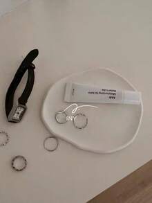 2pcs/1pc 5.52*4.73 Inch Asymmetric Plaster Jewelry Tray. A Uniquely Designed Decorative Jewelry Dish, Can Be Used For Jewelry Storage And Display, Also As A Home Decor. An Excellent Choice For Valentine's Day Gift.,Room Decor - Multicolor - View 10