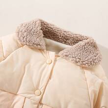 Abrigo Acolchado para Niña Bebé, Chaqueta de Invierno Gruesa con Forro Polar, Ropa Cálida para Otoño e Invierno - Beis - Ver 4