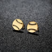 1 par de pendientes de tuerca de béisbol de acero inoxidable, joyería deportiva de moda, y regalos para clubes tanto para hombres como para mujeres