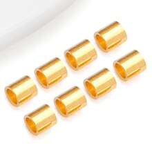 100 peças de contas de crimpagem para fabricação de joias, contas de crimpagem de latão banhadas a ouro 18K, tampas de cordão, contas de rolha soltas, contas de crimpagem de tubo para brincos, colares, pingentes, fabricação de joias faça você mesmo