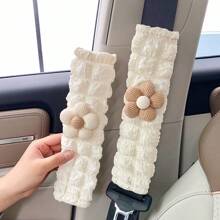 1 pièce/2 pièces Housse de ceinture de de voiture à motif floral, protecteur d'épaule de ceinture de style simple, accessoires automobiles universels