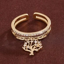 1pc Creative Tree Of Life Design Adjustable Ring With Artificial Zirconia Stones For Women