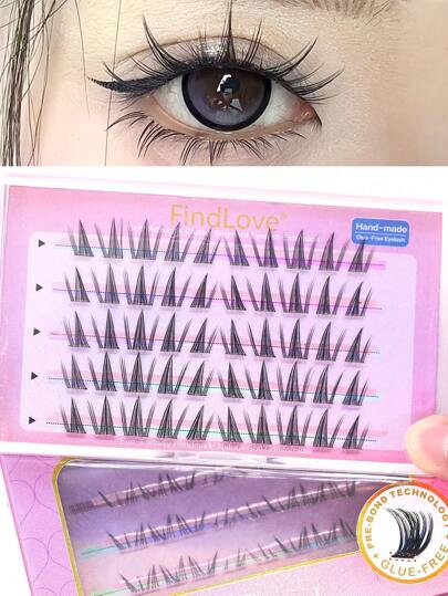 40/50 racimos C Curl Sin pegamento Pestañas Findlove Pestañas postizas inferiores sin pegamento que no necesitan pegamento de 11-13mm. Pestañas postizas autoadhesivas reutilizables y de larga duración sin pegamento. Regalo para mujeres y niñas