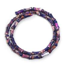 Approx. 32pcs Natural Bamboo Node-Shaped Imperial Jasper Beads, Multi-Styles, Retro Oil Painting Dark Color, DIY Craft Loose Spacer Beads, Suitable For Bracelet, Necklace, Jewelry, Pendant, Decoration Accessories