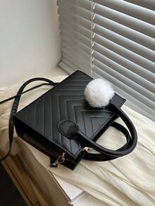 Women Casual Versatile Simple Tote Handbag Shoulder Bag - Black - View 9