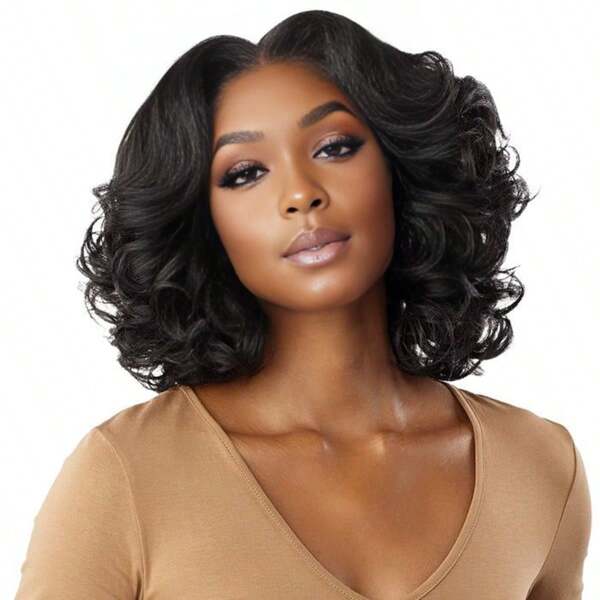 Bob-Wig aus Echthaar, T-Part Lace Front Wigs, 10-16 Zoll, Lockiger Body-Wave, Lace Frontal Wigs aus Echthaar, kurze Bob-Wigs für Frauen, natürliche Schwarz-Farbe, 180-Dichte