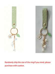 铃兰花钥匙扣情人节礼物绿色女士钥匙扣 PU 皮革汽车钥匙扣配件礼物，包包吊坠，可挂在背包、手提包、单肩包、购物袋、汽车钥匙、门钥匙、手机配件上 - 彩色 - 查看 9