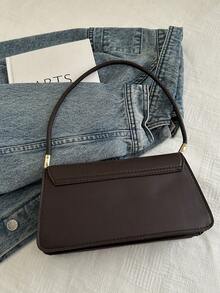 Fashionable Solid Color Asymmetrical Flip-Top Vintage Simple Elegant Shoulder Bag - Coffee - View 6