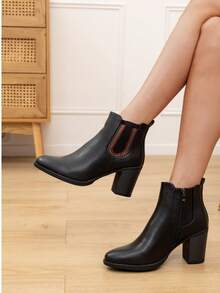 Modische & vielseitige Lässig Minimalistische Ankle Boots mit hohen Absätzen - Schwarz - Übersicht 1