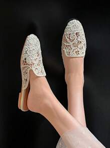 Mengshangli PU Leather Hollow-Out Casual Flat Beach Slides For Women, Versatile Bohemian Style, Suitable For Beach, Holiday, Outdoor Wear, Spring Summer Autumn