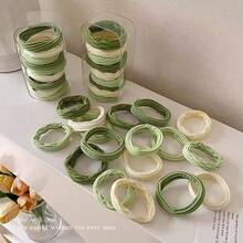 随机抽取10套抹茶绿发圈、可爱时尚发圈、校园风海盐蓝发饰、红豆沙粉色日常旅行装配饰、马尾辫夹、发圈、发绳 - 抹茶綠 - 查看 4