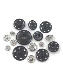 50-6件/100-12件 8-25毫米 黑色/银色隐形按扣，用于服装、箱包、钱包的缝纫配件