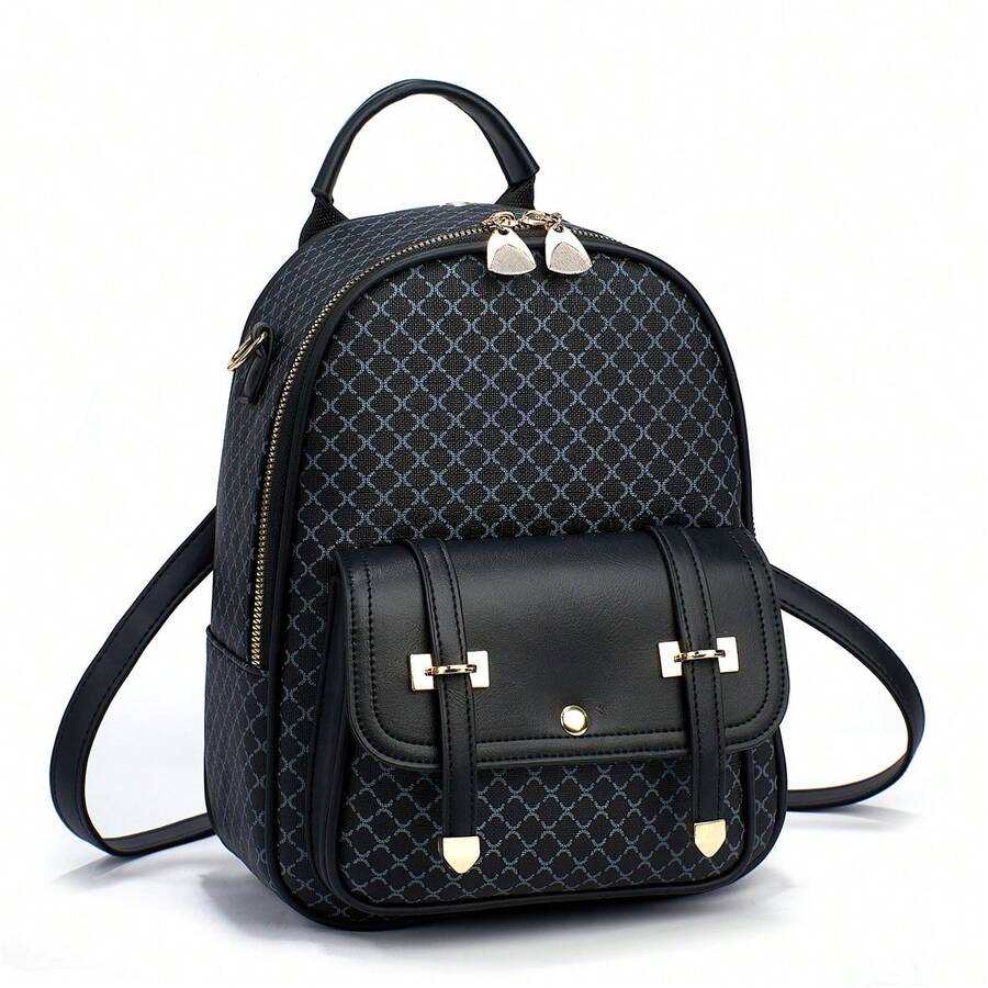 Women Fashion Backpacks, School Backpack - 黑色 - 查看 1