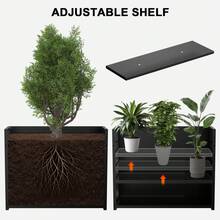 Metallic Heavy Long And Large Outdoor/Indoor Planter, Rectangular Trough Planter Box, 30"Lx24"Wx12"H, 33Pounds Powder Coating Modern Commercial Residential For Patio, Deck, Yard, Garden - 黑色 - 查看 6