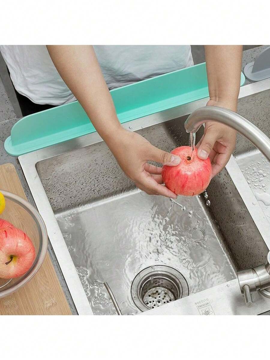 1pc Multicolor Silicone Sink Splash Guard With Suction Cups - Waterproof, Durable Barrier For Kitchen And Lab Use - Easy To Install, Protects Countertops From Water Splashes, Kitchen Sink Splash Guard