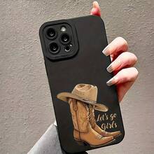 Fundas Suaves para Teléfono con Patrón de Vaquera y Estampado Mate, Protección Completa de 360 Grados para 11 12 13 14 15Pro 16 XR X/ XS 8 Plus SE Mini17   17promax - Negro - Ver 3
