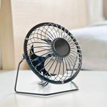 SUANGLNG Ventilador USB mini de 4 pulgadas, ventiladores portátiles de metal con 4 aspas, ventiladores de escritorio silenciosos y universales para coche, computadora portátil y escritorio