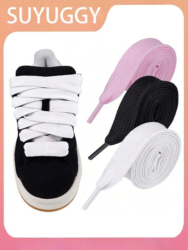 1 /5pairs Of Extra Wide And Thick Flat LACES (120cm/47 Inches), Sneakers Replacement LACES, Belts, Shoes And Boot Accessories