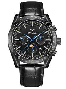 ONOLA Reloj mecánico totalmente automático de ONOLA 6835 con estilo de lujo ligero, con diseño de sol, luna y estrellas, exhibición luminosa de la hora mundial, numerales romanos y ajuste de fecha/hora. Es un reloj de alta calidad para negocios y ocio, adecuado como un regalo elegante para uso diario y ocasiones formales, y un durable reloj de tiempo