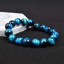 1pc 6/8/10mm Natural Blue Tiger's Eye Bracelet - Handcrafted Adjustable - Yoga Energy Bracelet With Beads. Fashionable Accessory For Both Men And Women, Elegant Gift, Bohemian Style/Casual Wear For Business Negotiations Or For Special Occasions, Natural Stone Jewelry