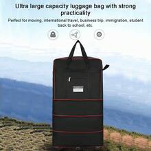 Three-Layer, Expandable, Foldable Oxford Cloth Luggage Bag. Foldable Suitcase With Six Universal Wheels. Large Luggage Bag For Long-Distance Travel, Large, Foldable, Waterproof Oxford Cloth Storage Bag With Large Capacity. 28 X 48 X 82 Cm (Black/Blue/Purple) - 藍色 - 查看 3