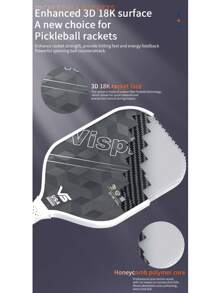 VISPINVO 3D 18K Three-Dimensional Carbon Fiber Pickleball-Paddle, USAPA High Rotational Power, 16MM, Thermoformed, PP Honeycomb Core, Powerful And Excellent Texture And Rotational Control, As Well As Balanced -CFS Pickleball Racket, Extended Anti-Slip Comfortable Grip, Perfect Pickleball Racket Gift, Suitable For Family And Friends, It Includes A Pickleball Bag And 2 Sweat-Absorbing Bands