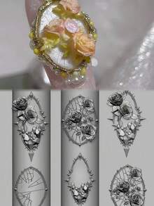 1pc DIY Nail Art Mold, Original Creative Design - Rose Thorns, Heart Shaped, Wing, 3D Carved Nail Tips, Transparent Nail Template Mold,Nail Supplies,Nail Tools,Nail Art Tools,Back To School,Nails,Nail Tools For Press On Nails - Clear - View 2