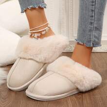 Slippers For Women Fuzzy Warm Non Slip Sole Easy Wear Indoor Shoes - Beige - View 7