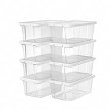 SONGMICS Set Of 8 Shoe Boxes Storage Boxes For Shoes Shoe Storage Box Transparent With Plastic Lid For Shoes Up To Size 41, Transparent - Clear - View 6
