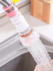 1pc Faucet Shower Filter Adapter, Rotating Splash Proof Bathroom Sink Filter, Ceramic Head