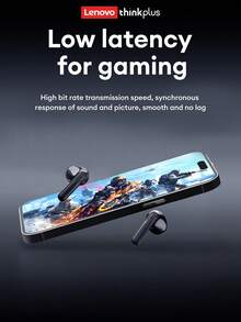 Lenovo 联想 LP70PRO 智能蓝牙耳机，入耳式，立体空间音效，高品质音频，长电池寿命，ENC 降噪，高清通话，游戏模式，低延迟，无线耳塞，兼容智能手机和电脑 - 彩色 - 查看 5