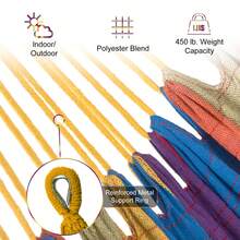 SZHLUX Double Hammock With Stand Included 450lb Capacity Steel Stand, Premium Carry Bag Included And Two Anti Roll Balance Beam - Tropical - View 4