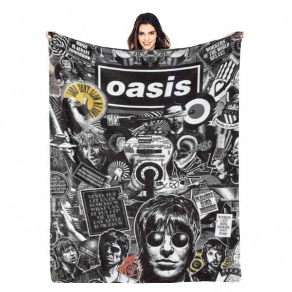 This Ultra-Soft And Comfortable Flannel Blanket Is Inspired By The Rock Band Oasis. It Is Warm And Cozy, Suitable For All Seasons, And An Ideal Choice For The Sofa, Bed, Office Or Travel. It Is Tear-Resistant, Machine Washable, Perfect For Napping, And Features Decorative Appliques, Making It A Great Gift For All Ages.