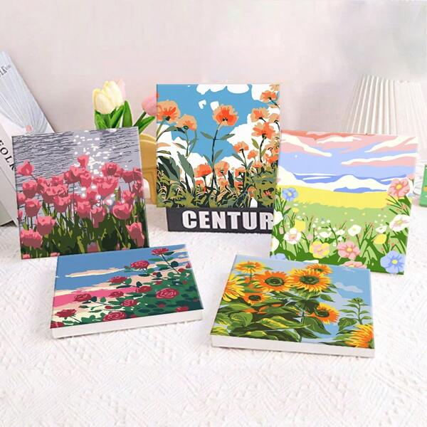 Set fai-da-te di pittura floreale numerica, con colori e cornice, arte acrilica di dimensioni ridotte con tulipani e girasoli, decorazione da parete per la casa