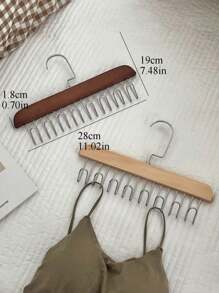 1/2 Pcs Multi-Function Detachable Hanger, Bra Organizer, Heavy Duty Wooden Non-Slip 8 Metal Hooks Closet Storage Rack, Suitable For Camisoles, Swimwear, Bra, Scarf, Tie And Belt, Seamless Drying Rack, Spring, Minimalist, Summer Tops, Pet Summer Clothes Hanger