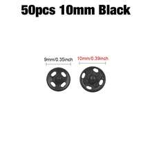 50-6件/100-12件 8-25毫米黑色/银色金属按扣，缝纫服装、包袋、钱包配件 - 黑色 - 查看 12
