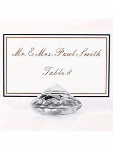 10pcs Transparent Acrylic Diamond Table Card Holders - Ideal For Wedding, Birthday And Gift Decoration, Adding A Unique Touch - Silver - View 8