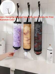 Hanging Trash Bag Holder, Plastic Bag Rack, Mesh Hanging Storage Dispenser, Wall-Mounted Storage Bag, Shoe Cover Plastic Bag Garbage Bag Organizer, Kitchen Storage Organizer, Wall-Mounted Storage Hanging Bag, Foldable, Breathable, Washable Mesh Trash Bag Dispenser/Organizer, Suitable For Home, Kitchen, Summer Beach Party, Grocery, Camping, Room Decor, Kitchen Accessories