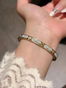 1pc Exquisite 18K Gold-Plated Stainless Steel Fashion Bracelet, Waterproof Women Jewelry - Bracelet - View 22