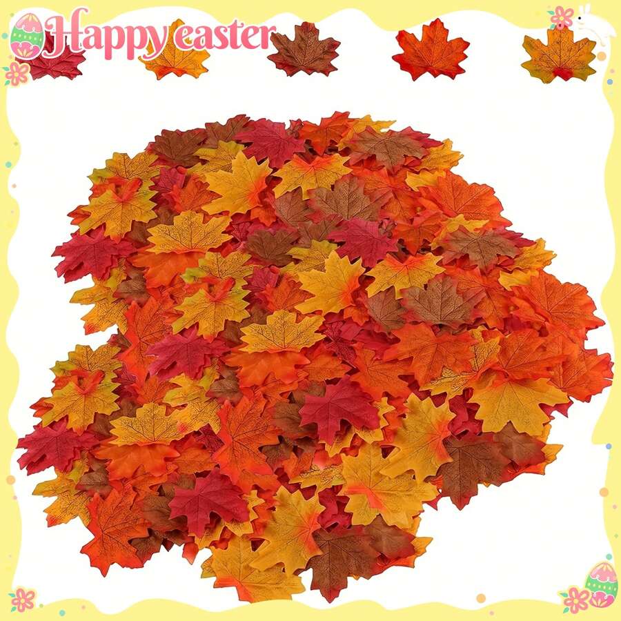 100pcs Bright Artificial Maple Leaves, 5 Autumn Colors, Lifelike Silk Garland, Party Table Decoration, Table Decoration Materials, Creative Celebration Supplies, Lightweight, Easy To Clean And Reusable, Sprinkled On The Table, Floor, Perfect For Halloween Party Decorations And Crafts, Christmas, Birthday Party Decorations Home Decor Halloween Decor Fall Decor Room Decor