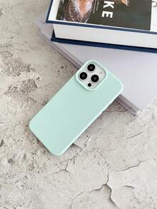 1pc Cyan Leather Mobile Phone Case, Imitation Leather Mobile Phone Case, Comfortable And Non-Slip Mobile Phone Case, Suitable For All Models Of Apple Mobile Phone Cases, Can Be Used For Apple 11/12/13/14/15/16/Pro/Plus/Pro Max/16e Mobile Phone Cases - 淡青色 - 查看 5