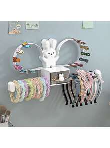 1pc Multifunctional Wall Mount Bunny Shaped Hair Accessory Organizer Holder, Perfect Gift For Granddaughters, Daughters, Girlfriends