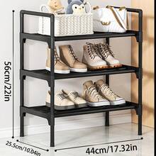 3-4-5层鞋架，可容纳12-15双鞋，坚固的可堆叠鞋架，可扩展和可调节的鞋子收纳架，耐用的金属鞋子收纳架 - 黑色 - 查看 7