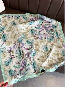 1 Peça Lenço Quadrado de Cetim Vintage Elegante Estampado de Estilo Fino para Mulheres, Lenço Boêmio Vintage Casual para o Pescoço Feminino, Xale, Bandana Leve e Fina Confortável para Mulheres, para Uso Diário e Passeio na Primavera e Verão