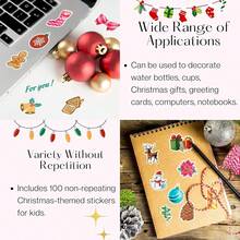 100pcs Christmas Sticker Set, Reusable Decorative Stickers, Waterproof PVC Cute Stickers, Gift Wrap Stickers, Merry Christmas, Suitable For Laptop/Skateboard/Cup/Car/Helmet/Planner Christmas Christmas Decorations Christmas Pajamas Christmas Gifts Christmas Decor