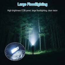 多功能COB磁吸汽车维修工作灯，LED红色警示灯，强光手电筒，双光源照明，广角旋转，可用作头灯，Type-C快速充电接口，强磁吸附，户外防水，便携式工作灯 - 白光 - 查看 4