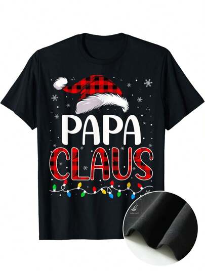 Men Plus Size Merry Christmas Papa Claus Tee Christmas Papa Claus Matching Family Xmas Pajama T-Shirt Merry Christmas Gifts 220g Big Size L-3XL 4XL 5XL