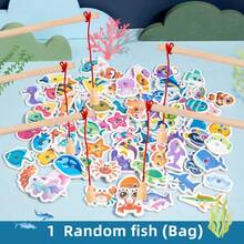 1 套木制字母钓鱼玩具 - 益智卡通海洋生物主题游戏，培养认知技能，互动亲子游戏，圣诞节、感恩节、复活节的理想生日礼物，随机款式鱼