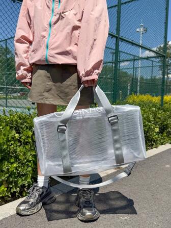 Sac à main transparent, sac fourre-tout casual en maille de style sportif, convient pour la plage, la salle de sport, les voyages, le campus, nouveau style