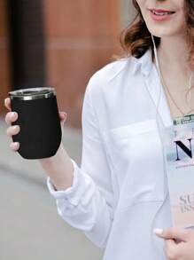1pc 12oz Summer Creative Eggshell Cup Customizable Stainless Steel Water Bottle, Double Wall Vacuum Insulated Long Lasting Thermal, Transparent Leak-Proof Lid, Portable Travel Mug, Elegant Latte Coffee Cup, Stainless Steel Iced Tea Tumbler, Insulated Flat Bottom Cup Suitable For Milk, Coffee, Tea, Juice, Wine, Cocktail, Ice Cream